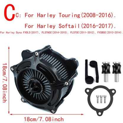 RSD Turbine Air Cleaner Matte Black Intake Filter For Harley Sportster XL 883 Dyna V-Rod Softail Fat Boy Touring Ultra FLHR FLHX