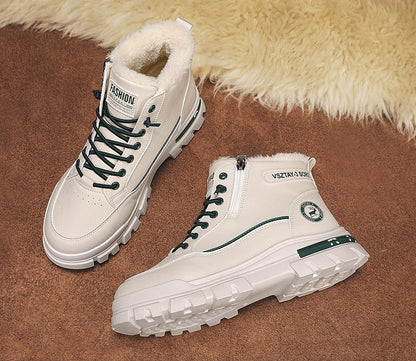 New winter plush  thick warm men's cotton shoes trendy outdoor high top male snow boots