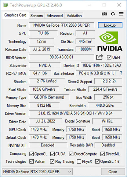 MLLSE RTX 2060 Super 8GB Placa De Vídeo Gaming Graphics Card GDDR6 256Bit 8Pin PCI Express 3.0x16 rtx 2060 super 8gb PC gamer