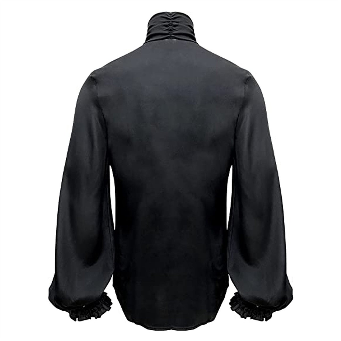 Men Steampunk Shirt Vintage Prince Medieval Renaissance Blouse Male White Black Turtleneck Tops Victorian Cosplay Costumes