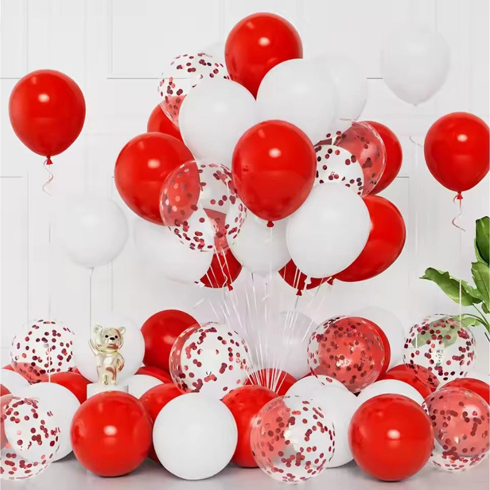 41pcs Pearl White Red Latex Balloon Set 12 Inch Red Confetti Balloons Birthday Wedding Bride Wedding Christmas Decorations
