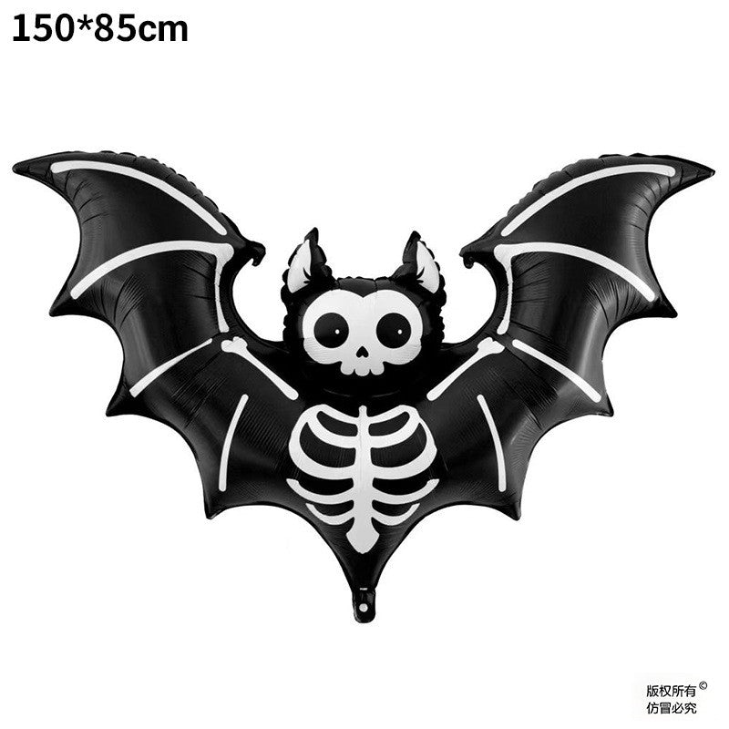 1pc Matte 59-Inch Extra Large Bat Halloween Balloon - Realistic Black & Gray Aluminum Foil Balloon , Halloween Decorations