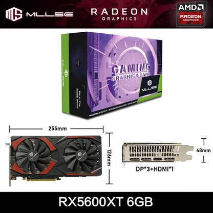 Placa de Vídeo MLLSE AMD RX5700 XT 8GB GDDR6 256Bit PCI-E 4.0×16 6+8Pin Radeon GPU Rx 5600XT Gaming