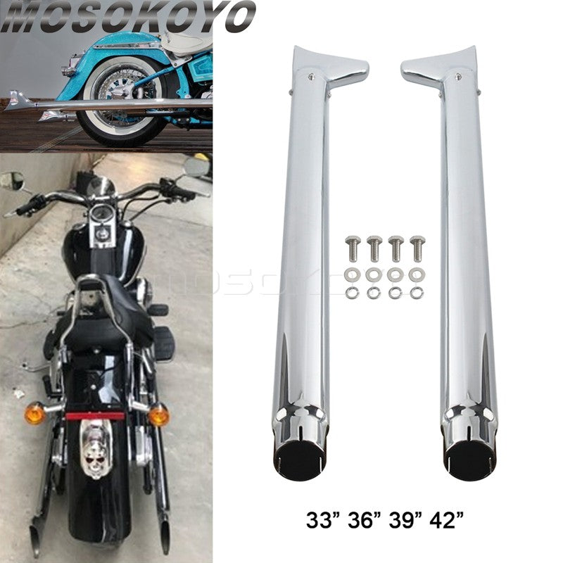 Fishtail Exhaust Pipes 42" Mufflers For Harley Softail Standard Deuce Springer Rocker Night Train Deluxe Heritage Classic 07-17