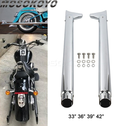 Fishtail Exhaust Pipes 42" Mufflers For Harley Softail Standard Deuce Springer Rocker Night Train Deluxe Heritage Classic 07-17