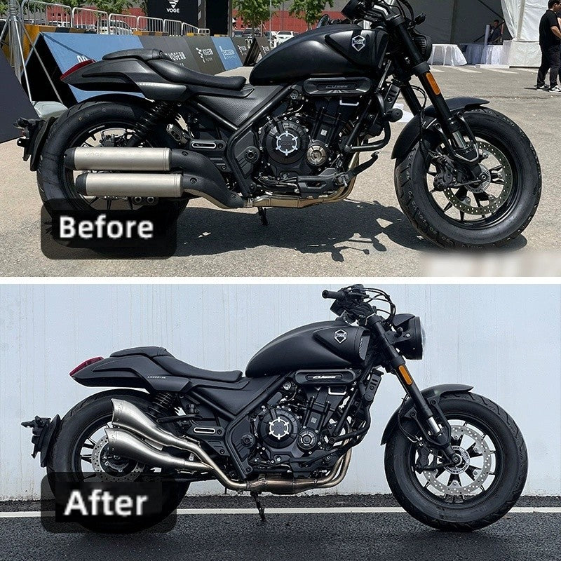 For VOGE CU525 special modified accessory HA dolphin dual exhaust system - the full-length sound is deep and low-pitched.