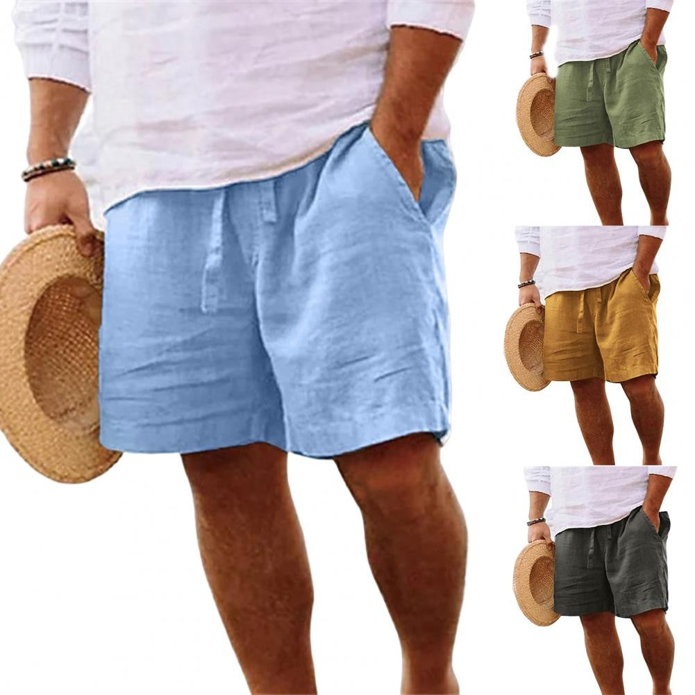 2024 New Men'S Cotton Linen Shorts Pants Male Summer Breathable Solid Color Linen Short Trousers Fitness Streetwear M-4xl