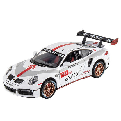 1:32 911 GT3 RSR Miniature Sports Car Model Toys Alloy Diecast Vehicles 4 Doors Opened Pull Back Sound Light Supercar Boys Gifts