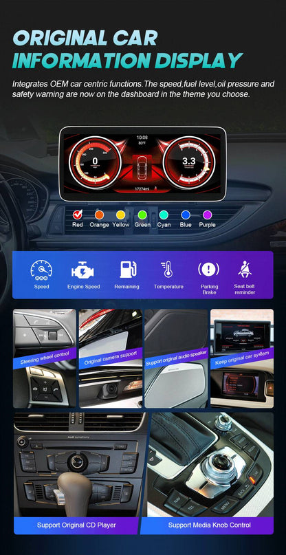Tela sensível ao toque Android 14 Carplay de 12,3 polegadas para Audi A4 A5 Q5 B9 2016-2023, rádio estéreo de carro, reprodutor multimídia, Wi-Fi, 4G, navegação GPS