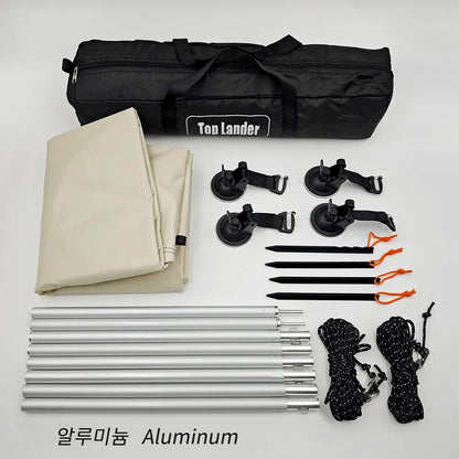 Manta Ray Car Side Awning Black Coating Tarp with Suction Cup Anchor Outdoor Camping Tourist SUV Tent Shade Waterproof Anti UV