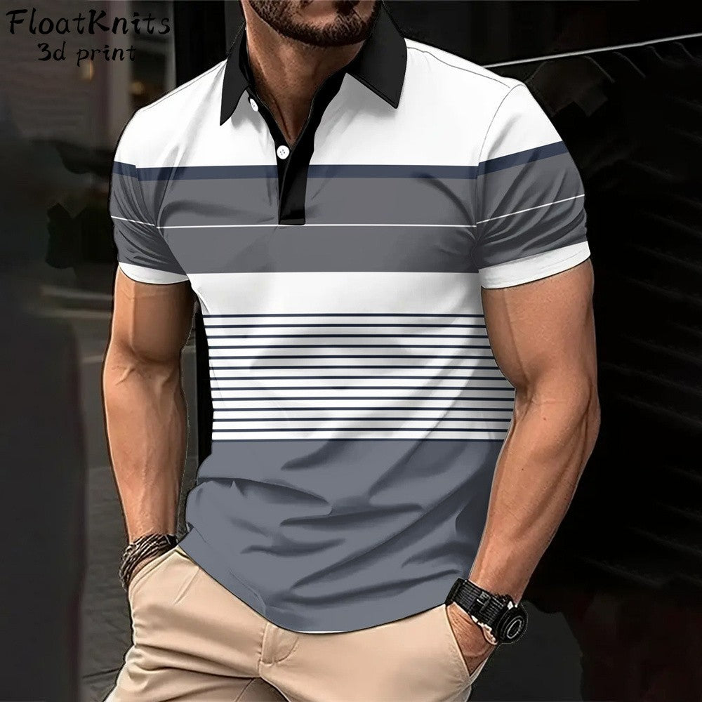 Minimalist Striped Polo Shirts for Men Business Men's Clothing Lapel Short Sleeve Tee New in Tops & Tees Summer T-Shirts for Men