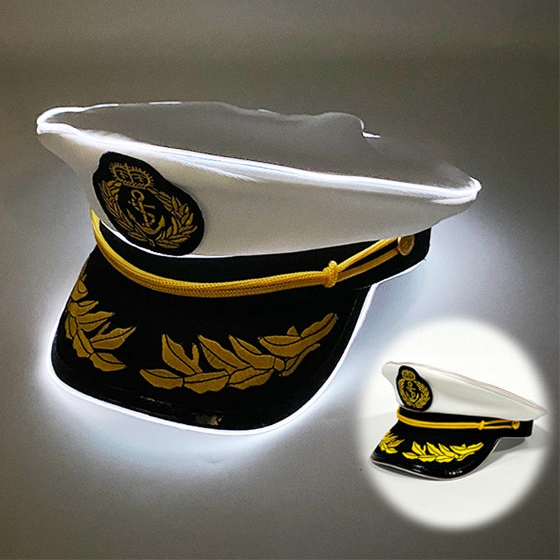 New Luminous Navy Hat Men Women Costume Cosplay Navy Cool Props Hats Glowing For Night