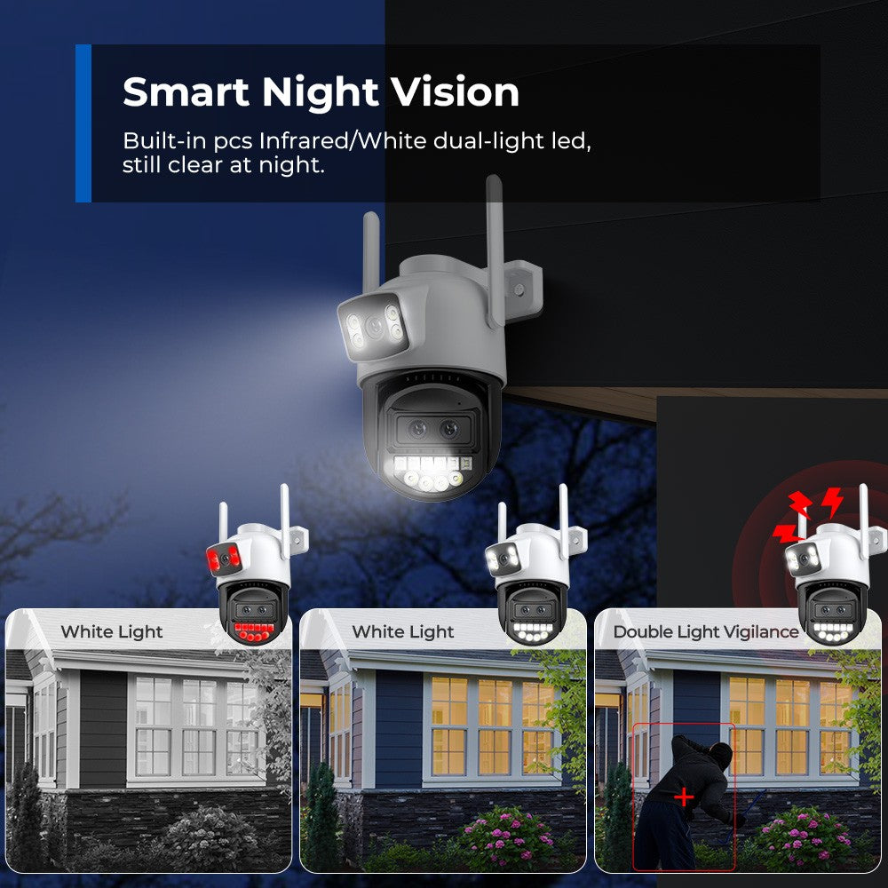 BESDER 12MP 6K PTZ Wifi Camera Dual Lens 8X Digital Zoom AI Human Detection Outdoor 8MP CCTV IP Camera Security Protection iCSee