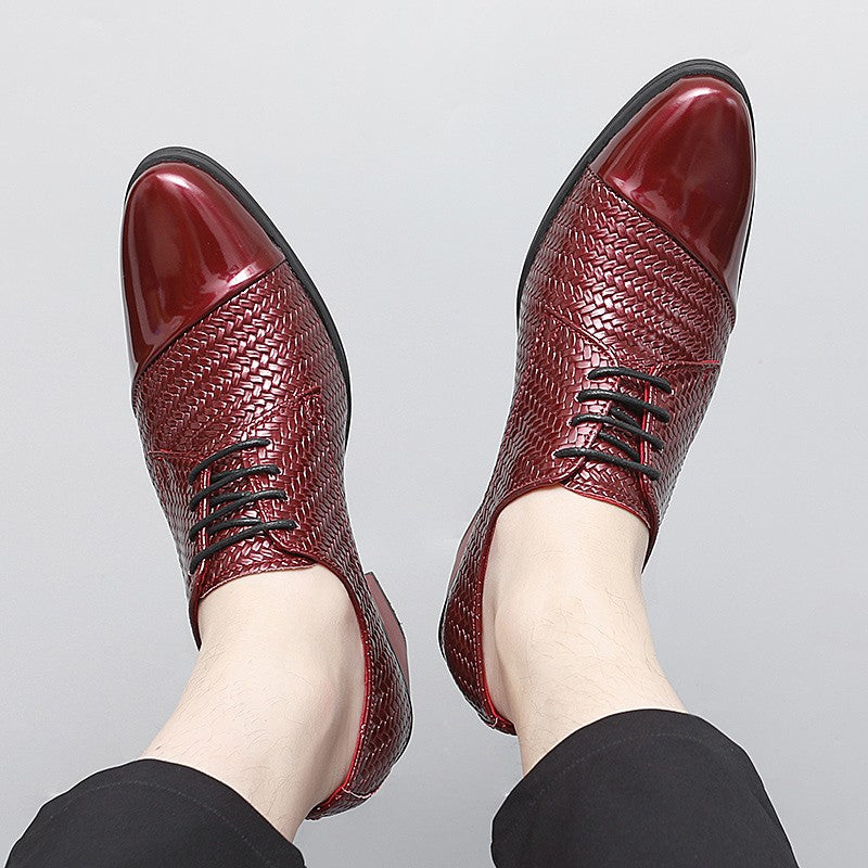Men's Leather Shoes Banquet Dress Shoes Formal Occasions Men's Business Leather Shoes Office Red High Heels Pointed Shoes