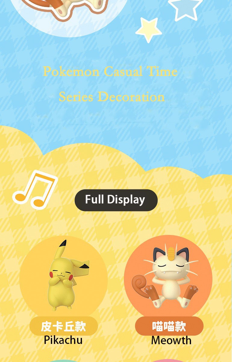 6 Estilos Novos Pokémon Casual Time Pikachu Munchlax Slowpoke Rowlet Meowth Charmander Bonecos Anime Dormindo Brinquedos de PVC Kawaii
