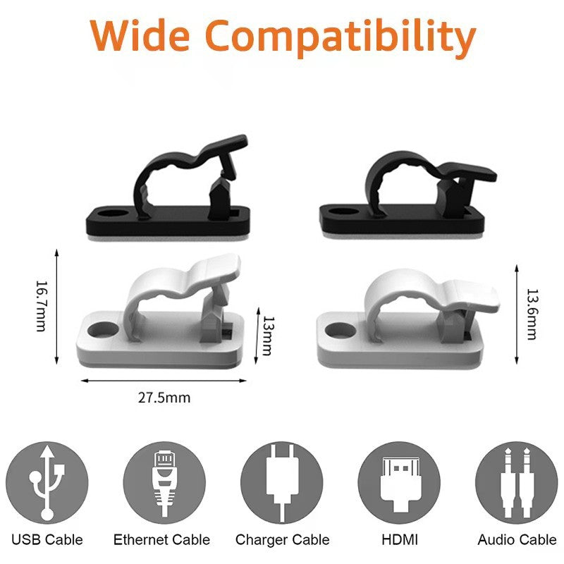 20/50Pcs Self Adhesive Cable Clips Cord Management Wire Organizers Desk Tidy Clamp for Home Office Car Cable Manager