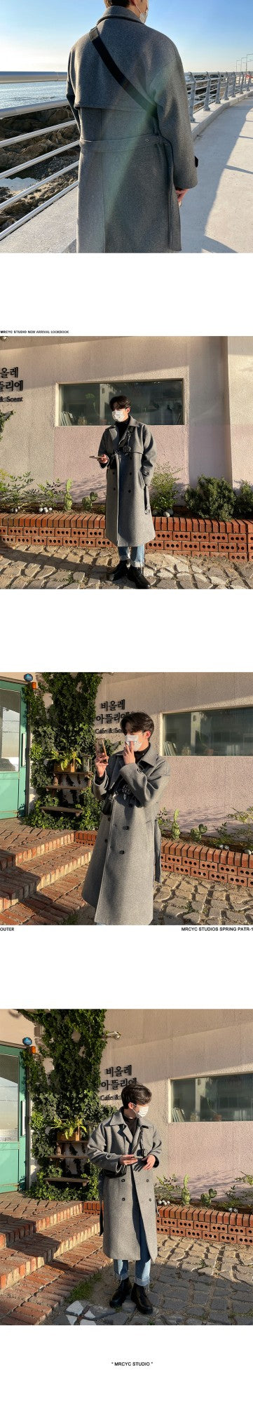 Winter Thick Woolen Coat Men Warm Fashion Solid Colors Oversized Long Wool Blends Coat Men Korean Loose Coat Mens Overcoat Q30