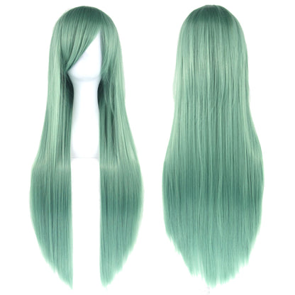 Soowee 80cm Cabelo Sintético Comprido Branco Roxo Perucas Cosplay Festa Preto Cabelo Liso Peruca Postiça para Mulheres