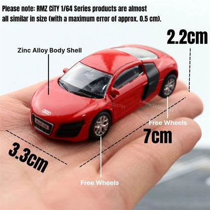 Escala 1:64 Audi R8 V10 Modelo de Carro Réplica Miniatura de Metal Arte Toyota VW Mercedes BMW Coleção de Veículos Presente Brinquedo para Menino