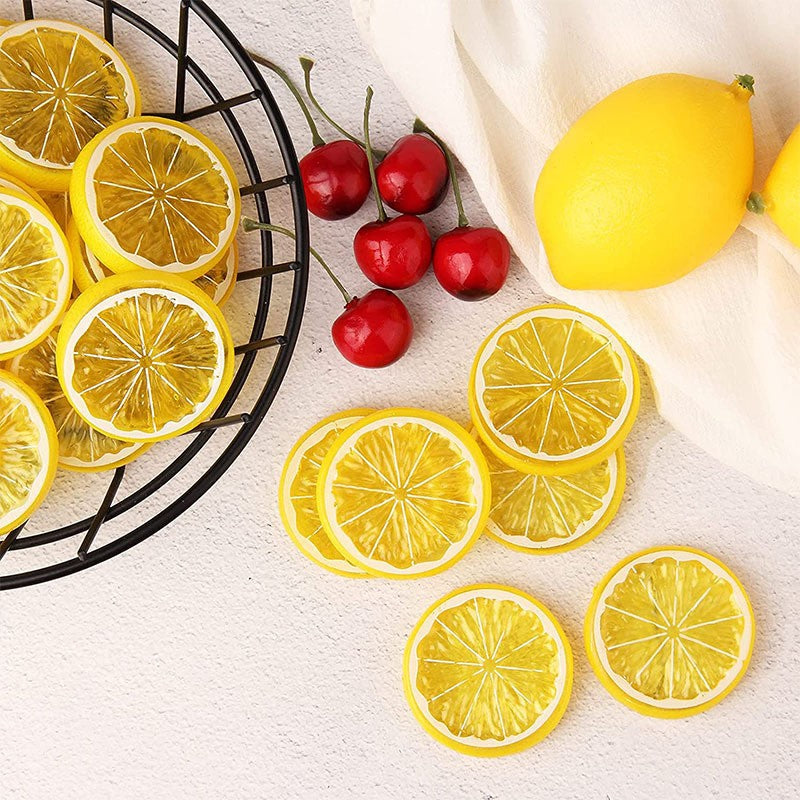 5pcs 2inch Artificial Lemon Orange Festive Party Supplies Fake Fruits Christmas Halloween Home Decoration Food Phography Props