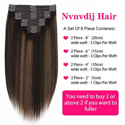 Highlight Straight Clip Ins Human Hair P4/27 100% Cabelo Humano Não Processado Presilhas De Cabelo Mais Grossas Ombre Extensões De Cabelo Virgem 8 Peças