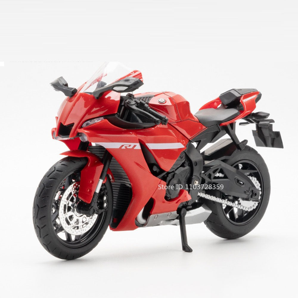 1:12 R1M R1 Modelo de Moto Brinquedos Liga Fundida Motocicletas em Miniatura Som Luz Amortecimento Simulação Motocicletas Presentes