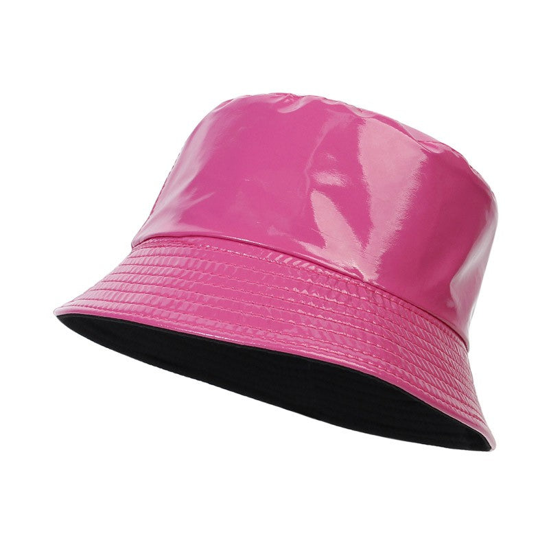 Fashion Shiny Hip-Hop Bucket Hat for Women Men PU Leather Waterproof Panama Cap Summer Fisherman Cap Bob Sun Hat Fishing Cap