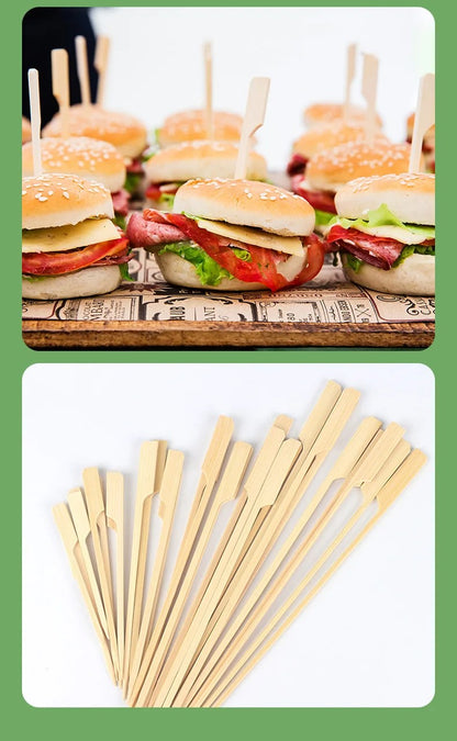 100 Varas de Bambu Descartáveis Espetos Naturais de Bambu para Churrasco Espetinhos para Churrasco, Frutas, Coquetel, Acampamento, Ferramentas de Churrasco em Festa