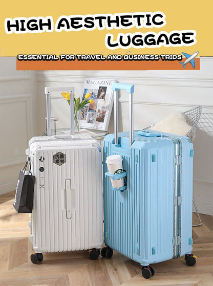 sushimu Mala de Viagem com Alça Larga Masculina 20 24 26 Bagagem de Mão Feminina PC Mala de Bordo com Estrutura de Alumínio
