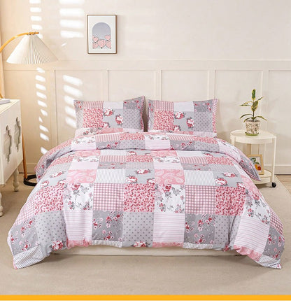 3pcs Splicing floral Pattern Duvet Cover Set, Soft Skin-Friendly Bedding Set Includes 1 Duvet Cover And 2 Pillowcases