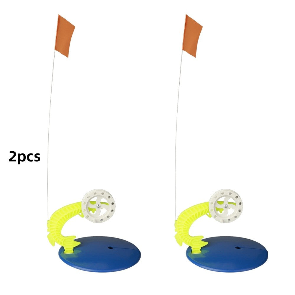 FTK 2 pçs/conjunto de pesca de inverno, bandeira de vara de pesca no gelo, suprimentos de pesca, ponta de plástico, trenó de pesca portátil, bandeiras de pescadores