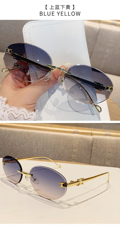 Fashion Rimless Sunglasses Women Trendy Gradient Lens Frameless Square Sun Glasses Female Retro Punk Shades UV400 Eyewear 308336