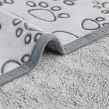 Colchonete de Flanela com Estampa de Patas para Cães e Gatos, Manta Macia e Quente Lavável para Sofá, Cama e Assento de Carro