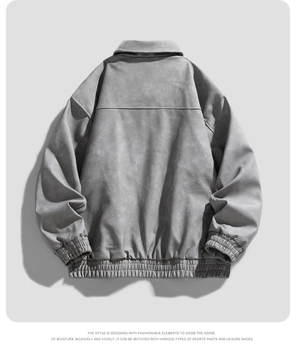 Fashion Trend Korean Slim Fit Casual Men's Leather Jacket Motorcycle Jacket New Spring and Autumn Men's Slim PU Leather Jacket