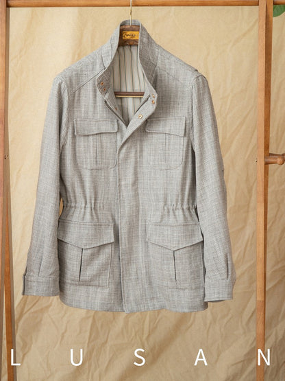 Cotton and Linen Vertical Collar Tight Waist M65 Hunting Jacket Retro All-match Spring and Summer Lightweight Casual Jacket