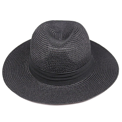 LNPBD Moda verão chapéu de palha feminino branco de aba reta larga chapéu jazz fedora chapéu de sol boné de praia verão