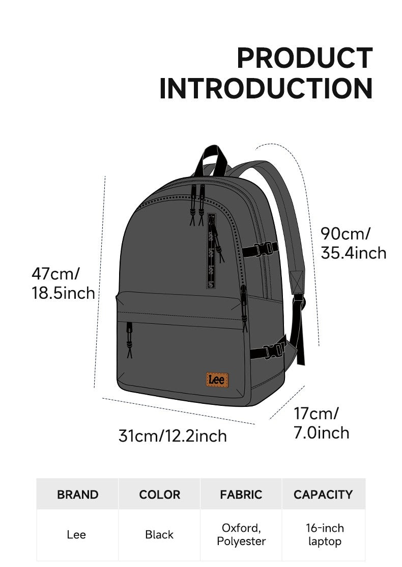 Mochila LEE de grande capacidade para viagem, para notebook de 15,6 polegadas, à prova d'água, de nylon casual, para adolescentes, faculdade, escola, masculino e feminino