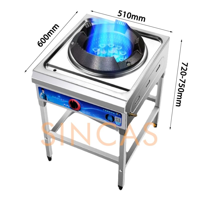Fogão a Gás Liquefeito Comercial Fierce Fire Stove, Fogão de Bancada de Queimador Único para Restaurante com Economia de Energia e Proteção Contra Interrupção da Chama