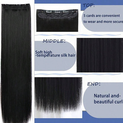 24 polegadas/32 polegadas/40 polegadas Cabelo Sintético Liso Comprido Aplique Tic-Tac Extensão de Cabelo Peça de Cabelo Natural Preta para Mulheres