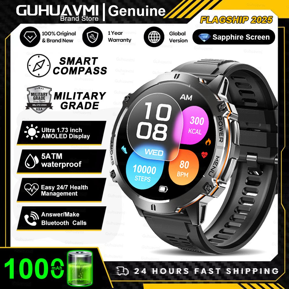 Smartwatch T-Rex 3 Militar Bateria 1000mAh 10ATM À Prova D'água GPS Bússola Altímetro Chamada AMOLED Masculino Natação Esportivo
