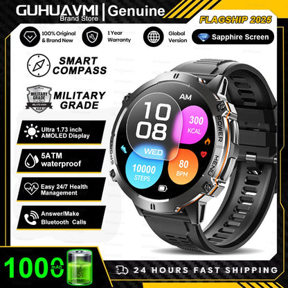 Smartwatch T-Rex 3 Militar Bateria 1000mAh 10ATM À Prova D'água GPS Bússola Altímetro Chamada AMOLED Masculino Natação Esportivo