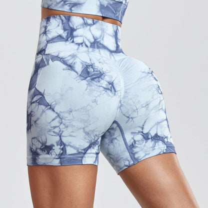 TieDye Sexy Gym Summer Shorts Woman Casual High Waist Outdoors Sport Seamless Shorts Push Up Fitness