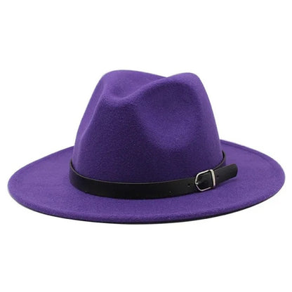 Men's fedora hat Men's and women's universal solid color fedora hat Women's 21 color wide brim jazz hat Autumn and winter Britis