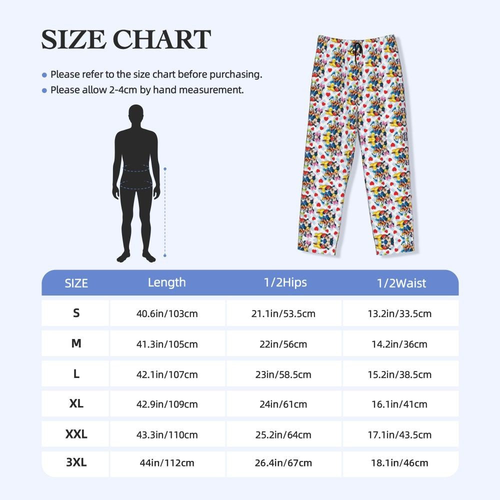 Custom Print Mickey Mouse Donald Duck Pajama Pants Men Sleep Sleepwear Bottoms with Pockets