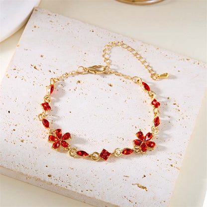 Luxury Colorful Zircon Flower Bracelet For Women Girls Korean Sweet Gold Color Crystal Adjustable Bracelet Jewelry Gift