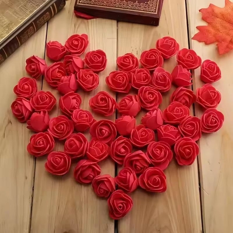 1000x Artificial Red Foam Rose Heads DIY Teddy Bear Rose Flowers Head Bouquet for Wedding Valentine's Day Party Home Decoration