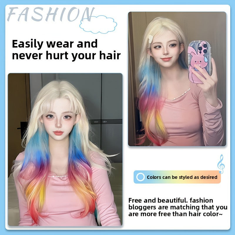 Extensões de Cabelo Cintilantes com Gradiente de Três Cores Presilhas de Cabelo Brilhantes com Efeito Arco-Íris Resistentes ao Calor