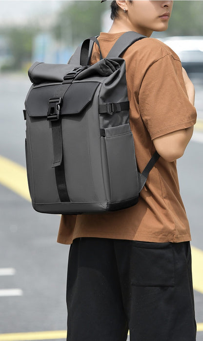 Men's Backpack Roll Top Bag Waterproof Laptop Compartment for Work Travel School Bag Hiking Bookbag Mens Gifts