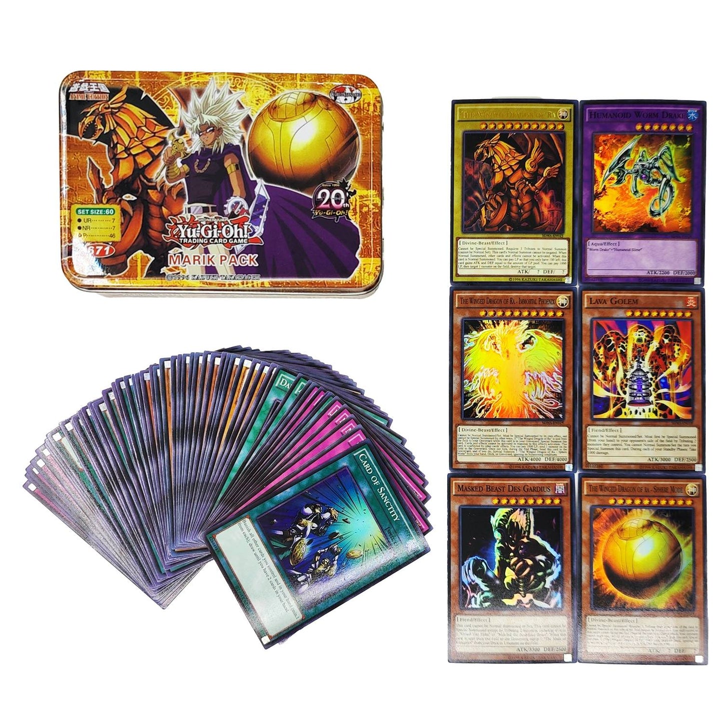 Yu Gi Oh Cards PACK DE DEUS EGÍPCIO Deck de Cartas Inglês TCG Holográfico Dourado Dragão Branco Jogo de Duelo Coleção de Cartas com Caixa de Lata