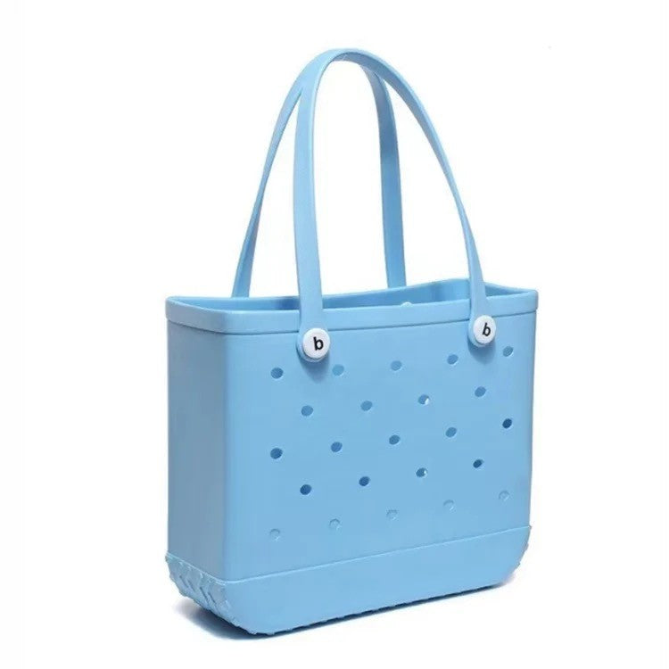 Fashion Large Beach Bags EVA Rubber Waterproof Storage Baskets Travel Shopping Handbag Women Shoulder Solid Color Jelly Bag